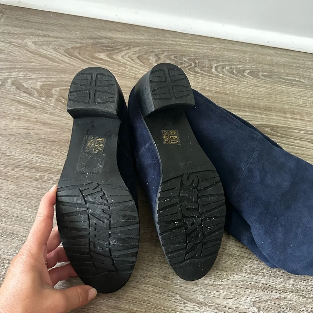 Stuart Weitzman Lowland Navy Suede Over The‎ Knee Boots 7.5